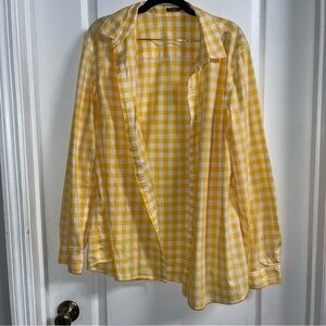 J. McLaughlin Yellow and White Plaid Shirt